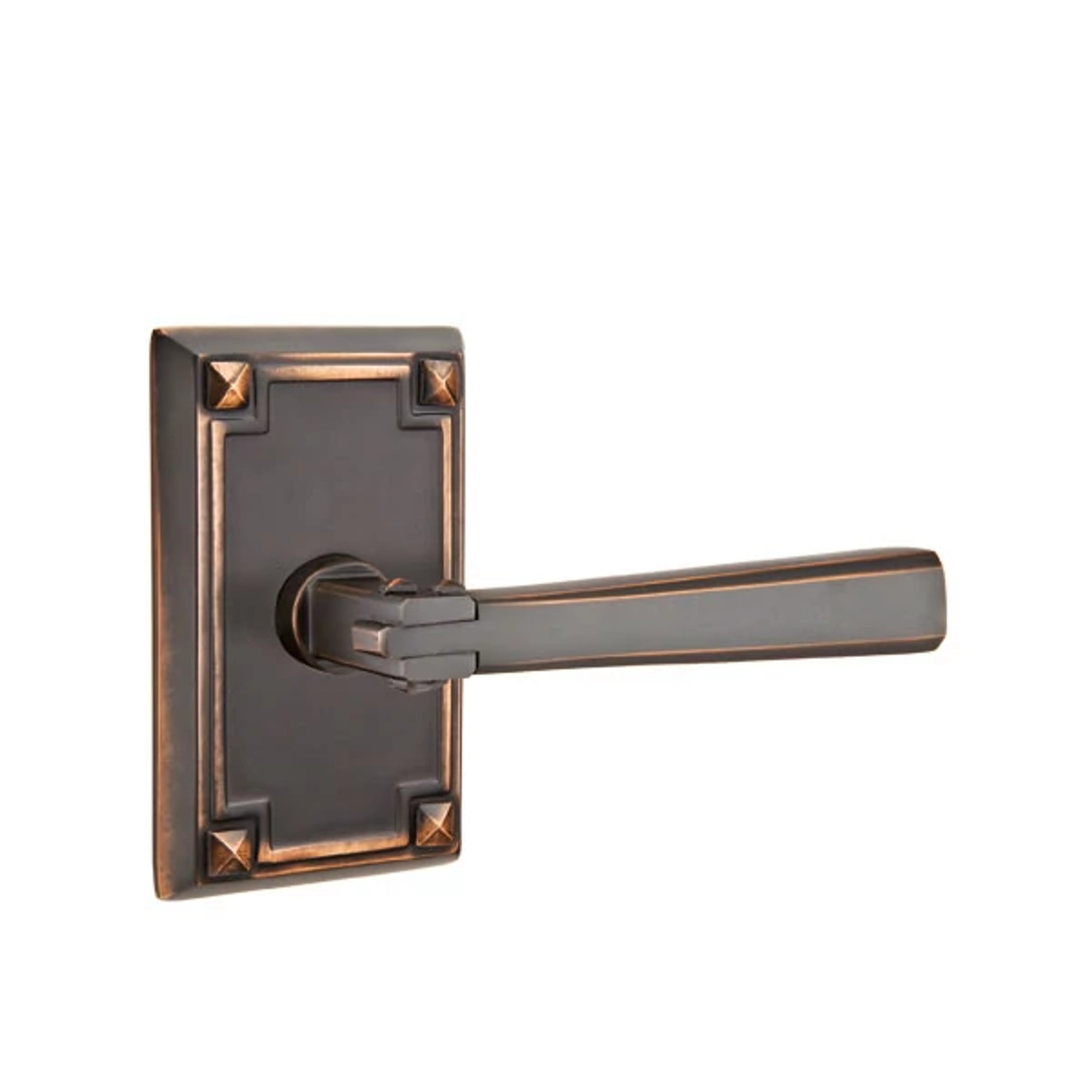 Emtek Arts & Crafts Lever with Arts and Crafts Rectangular Rosette in Oil Rubbed Bronze