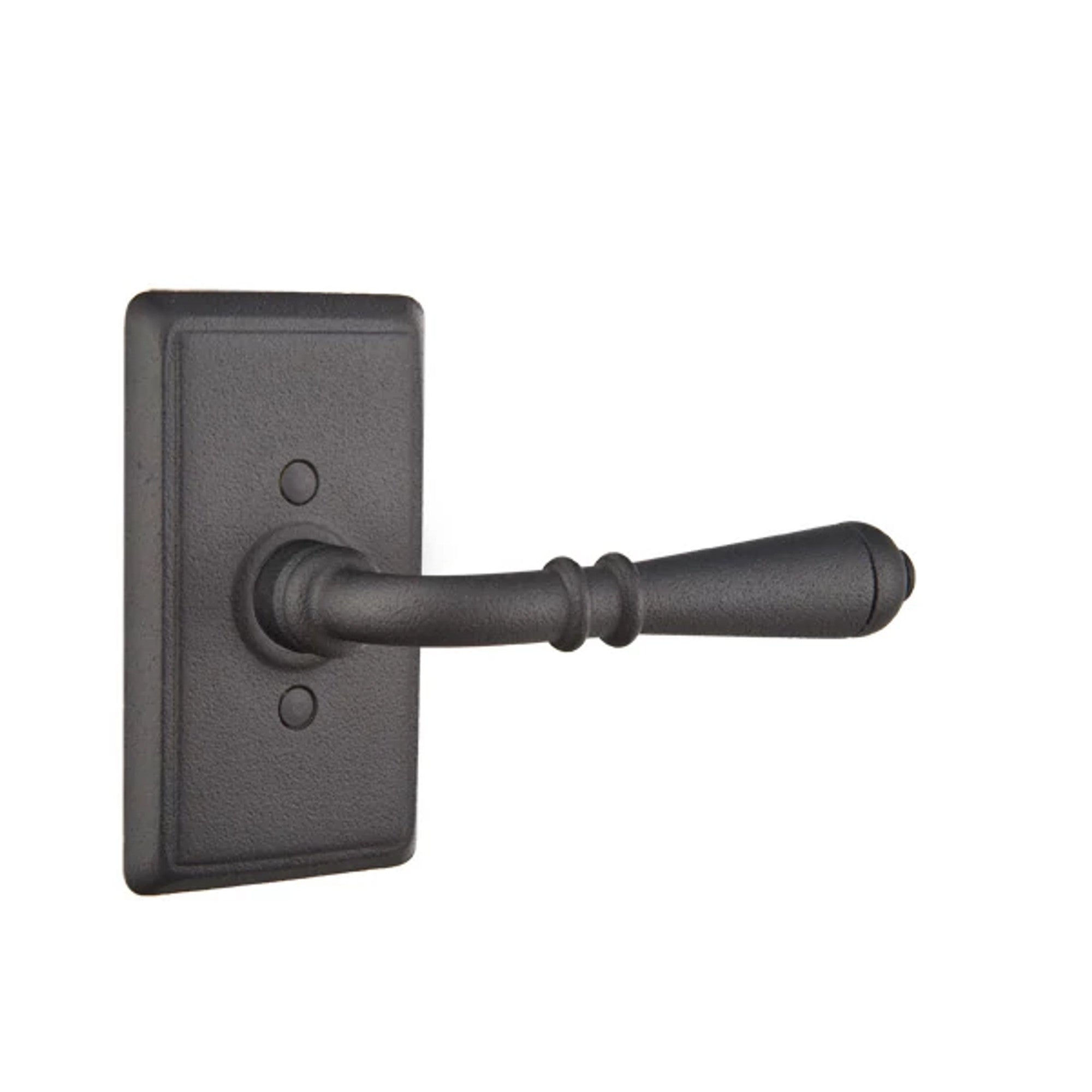 Emtek Normandy Lever with Wrought Steel #3 Rosette in Flat Black Steel