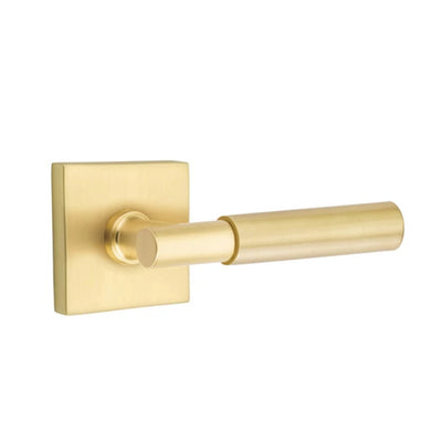 Emtek Myles Lever with Square Rosette in Satin Brass