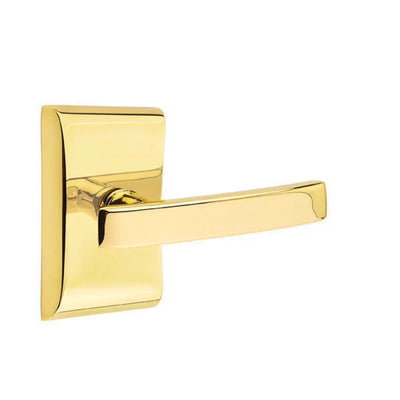 Emtek Geneva Lever with Neos Rosette in Unlacquered Brass
