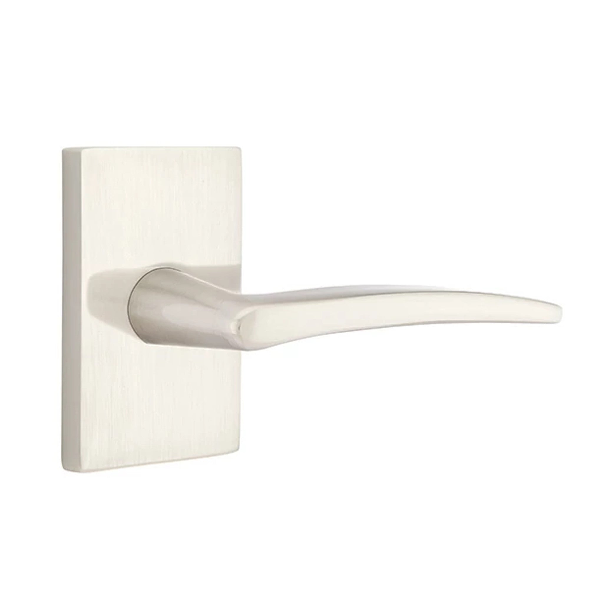 Emtek Poseidon Lever with Modern Rectangular Rosette in Satin Nickel