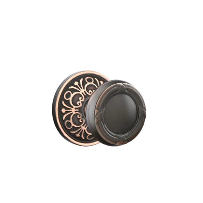 Emtek Ribbon & Reed Knob with Lancaster Rosette in Oil Rubbed Bronze
