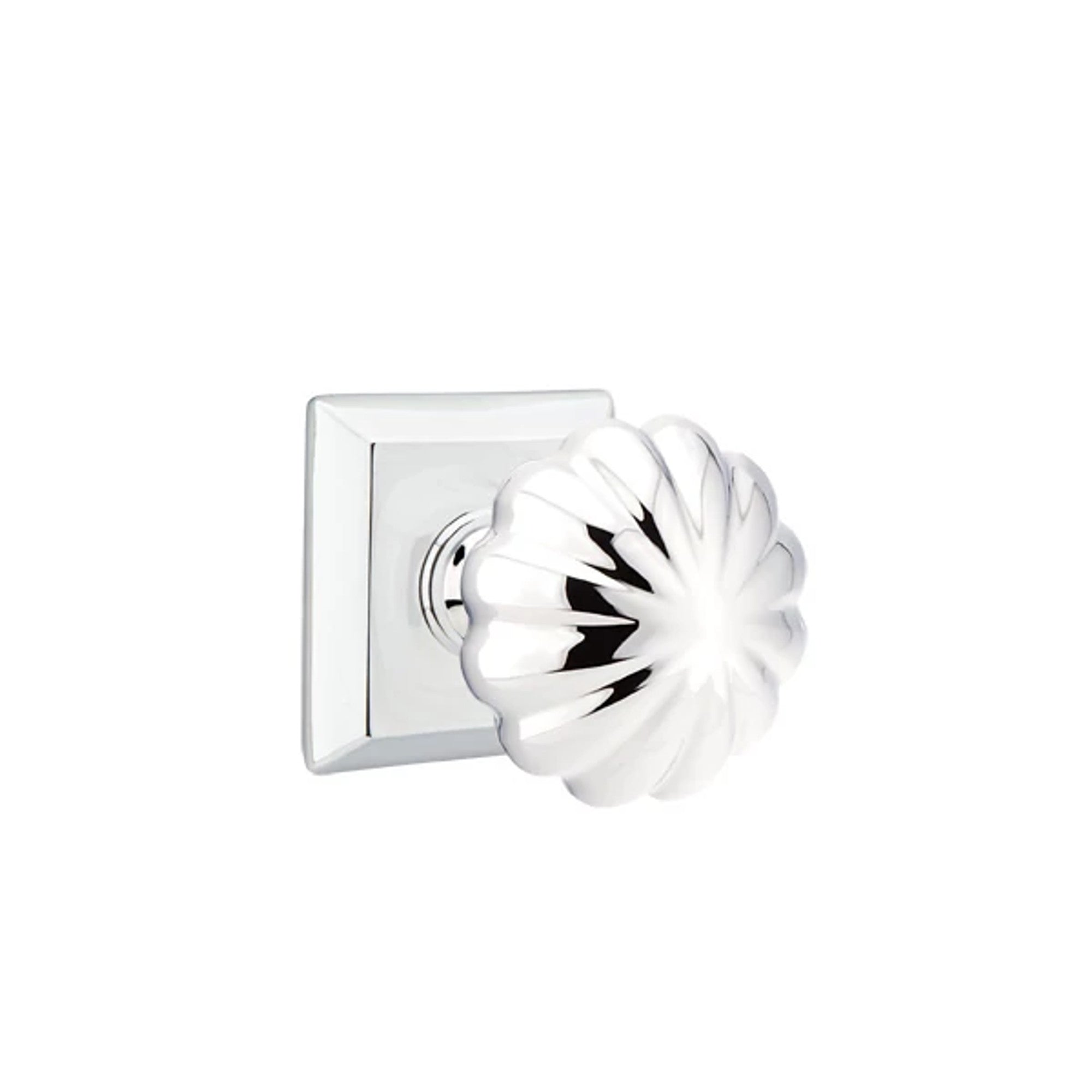 Emtek Melon Knob with Quincy Rosette in Polished Chrome