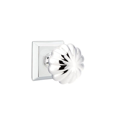 Emtek Melon Knob with Quincy Rosette in Polished Chrome