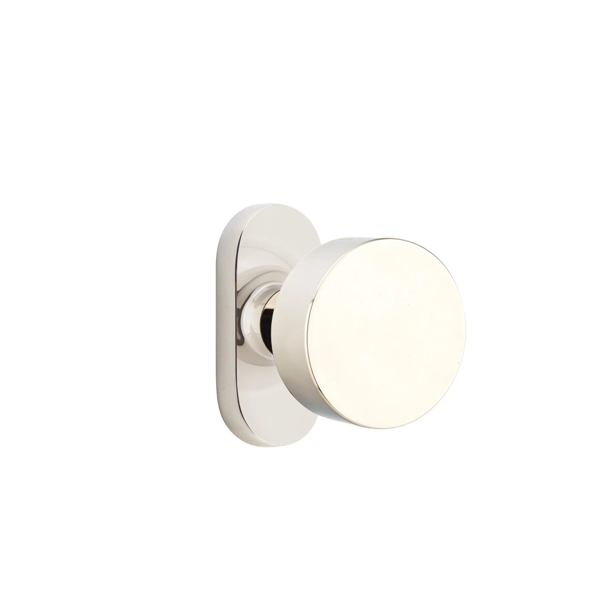 Emtek Round Knob with Oval Stretto 1-1/2" x 3" in Polished Nickel
