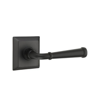 Emtek Merrimack Lever with Quincy Rosette in Flat Black