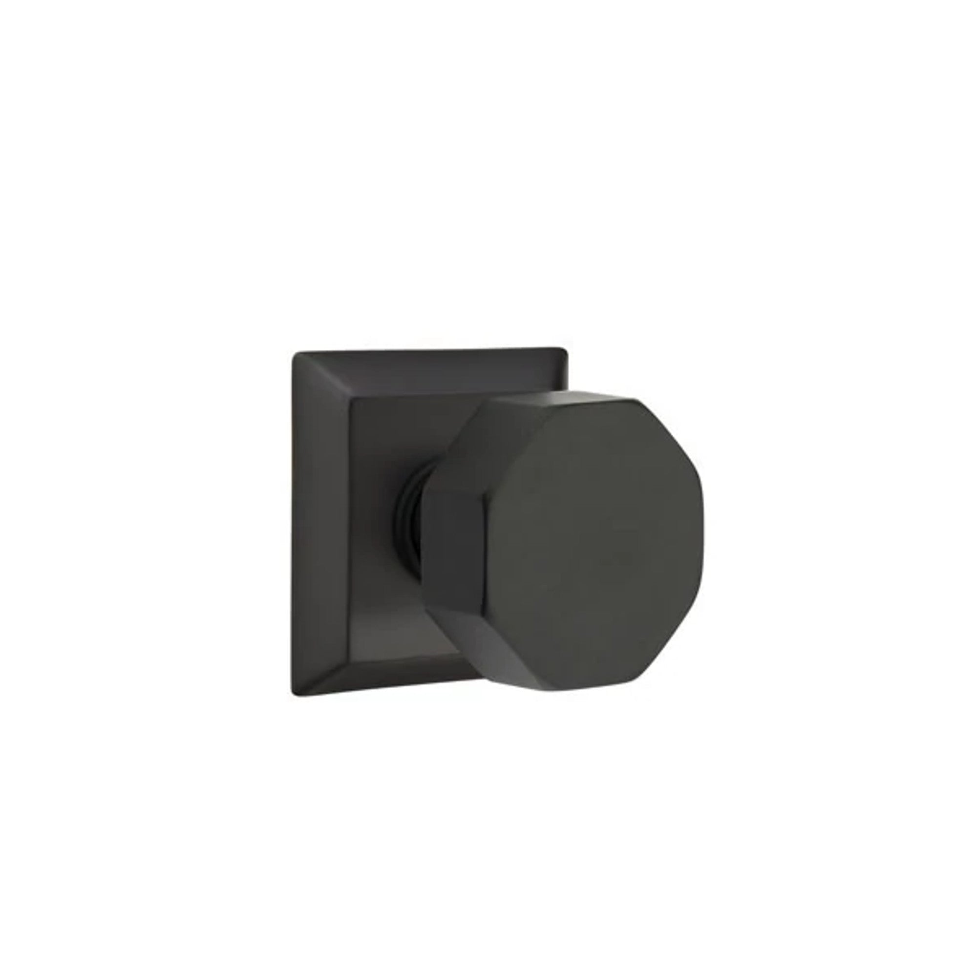Emtek Octagon Knob with Quincy Rosette in Flat Black