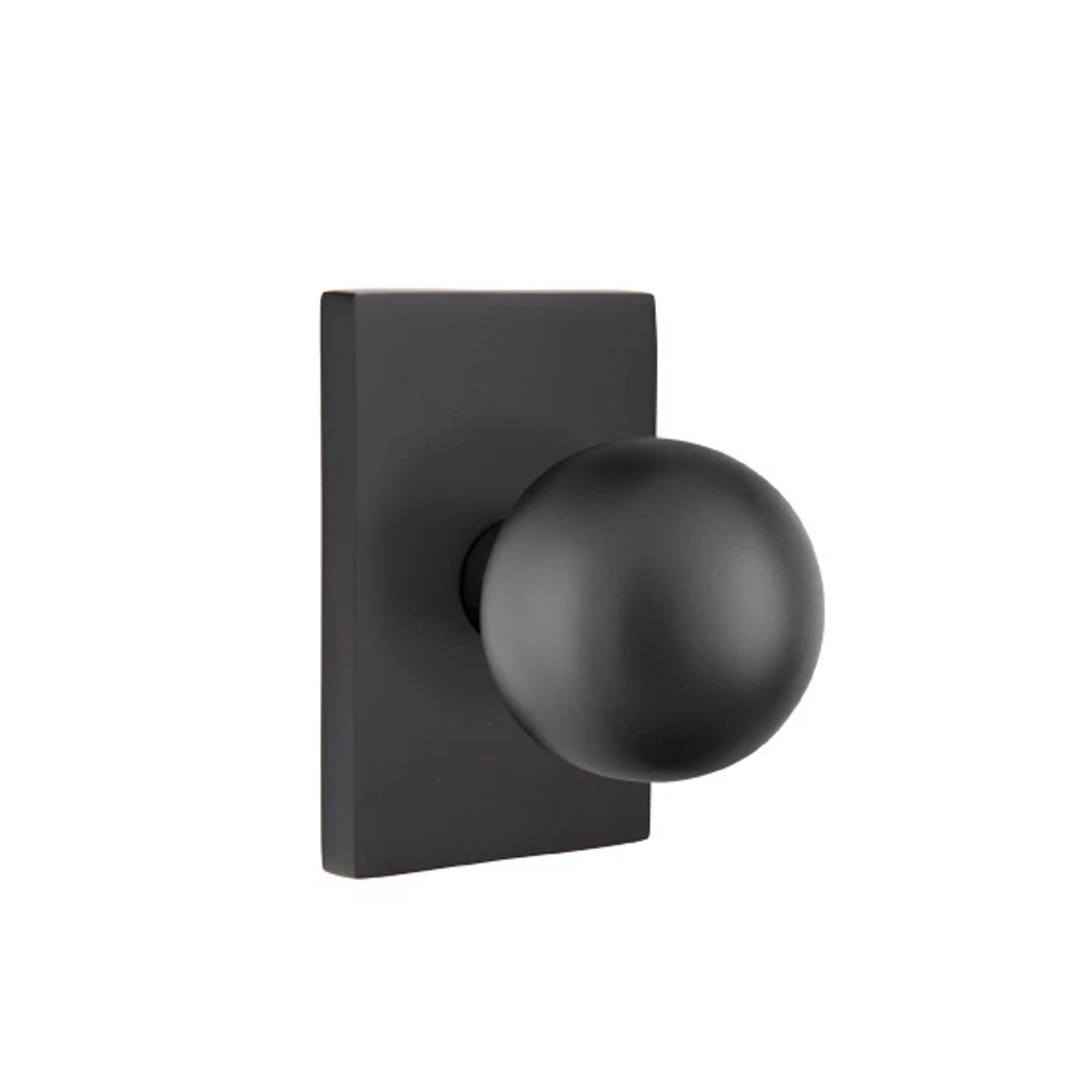 Emtek Orb Knob with Modern Rectangular Rosette in Flat Black