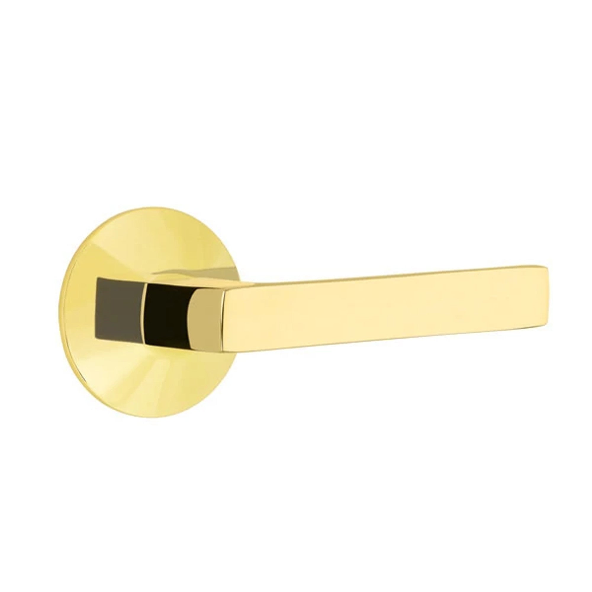 Emtek Dumont Lever with Modern Rosette in Unlacquered Brass
