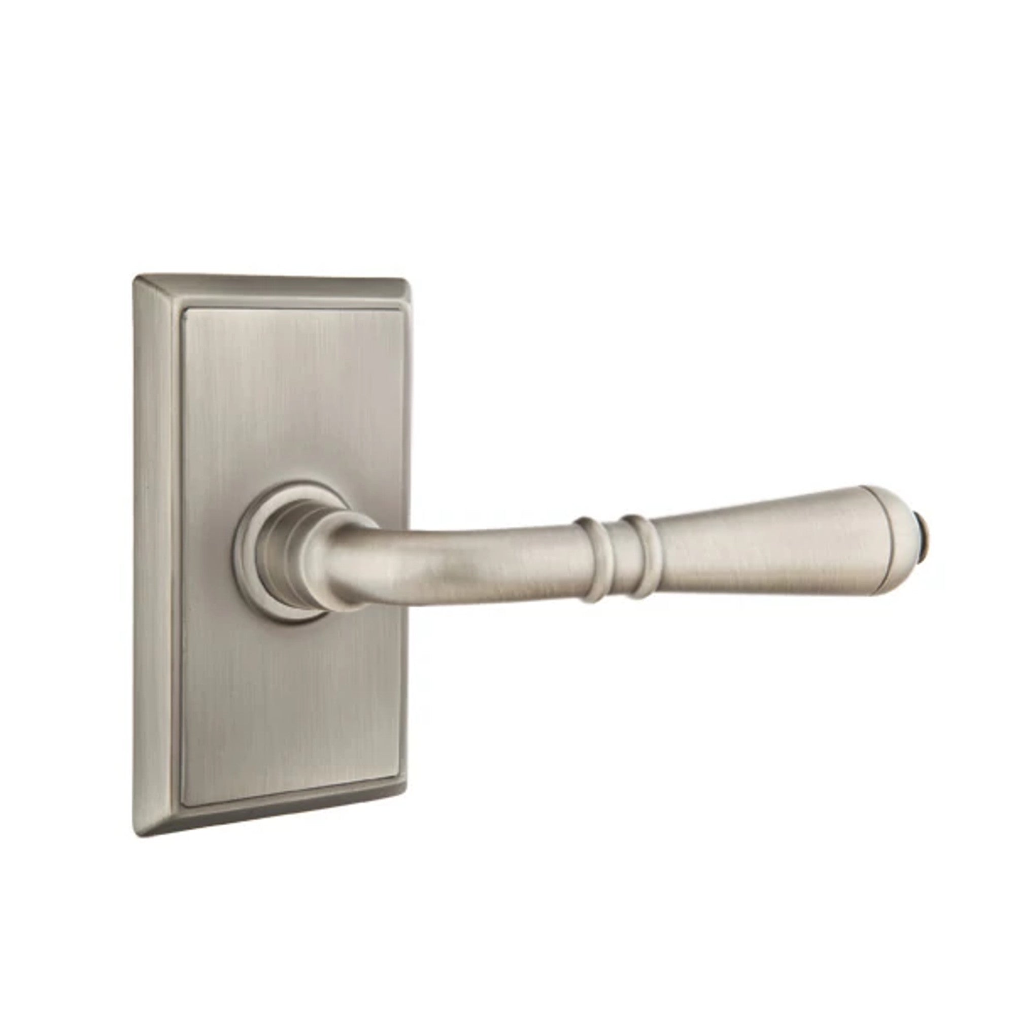 Emtek Turino Lever with Rectangular Rosette in Pewter