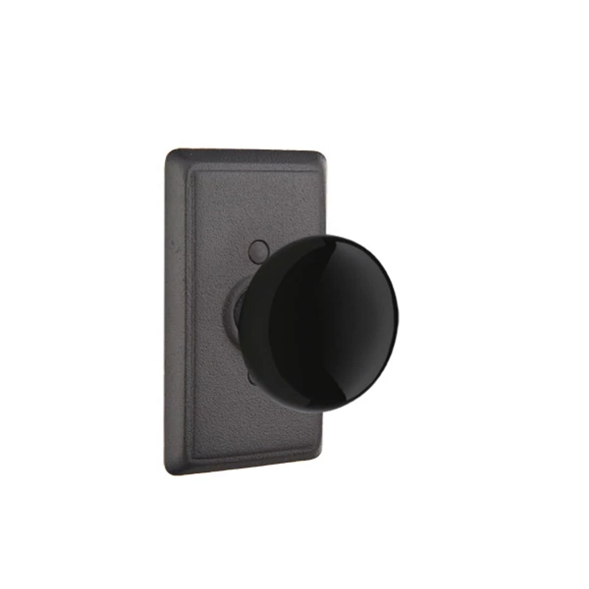 Emtek Madison Black Knob with #3 Rosette in Flat Black Steel