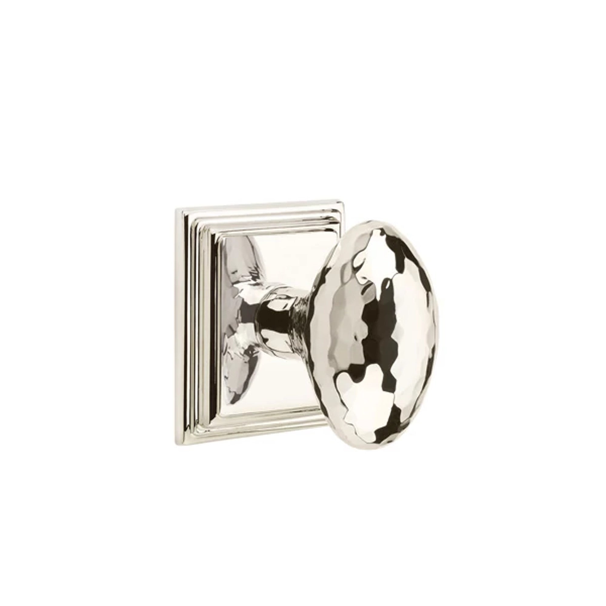 Emtek Hammered Egg Knob with Wilshire Rosette in Polished Nickel