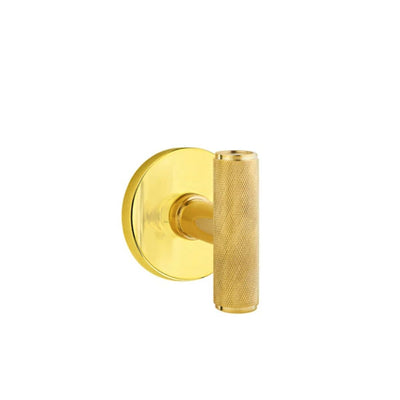Emtek Ace Knurled Knob with Disk Rosette in Unlacquered Brass