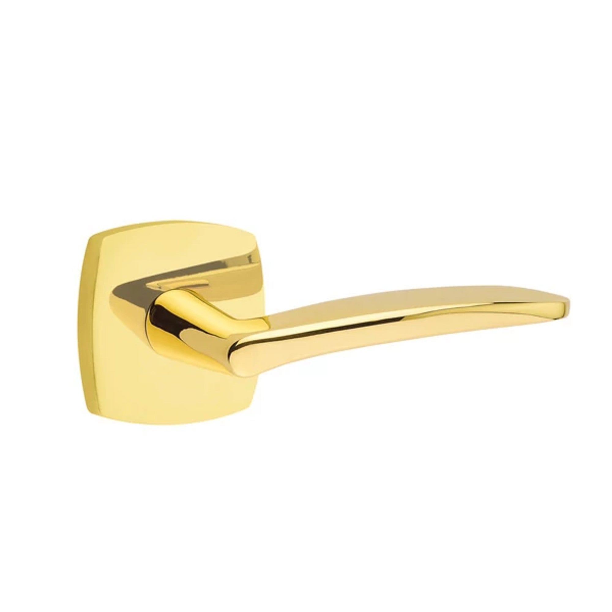 Emtek Poseidon Lever with Urban Modern Rosette in Unlacquered Brass