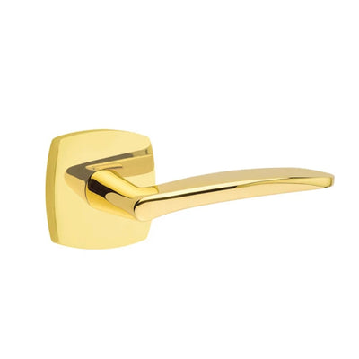 Emtek Poseidon Lever with Urban Modern Rosette in Unlacquered Brass