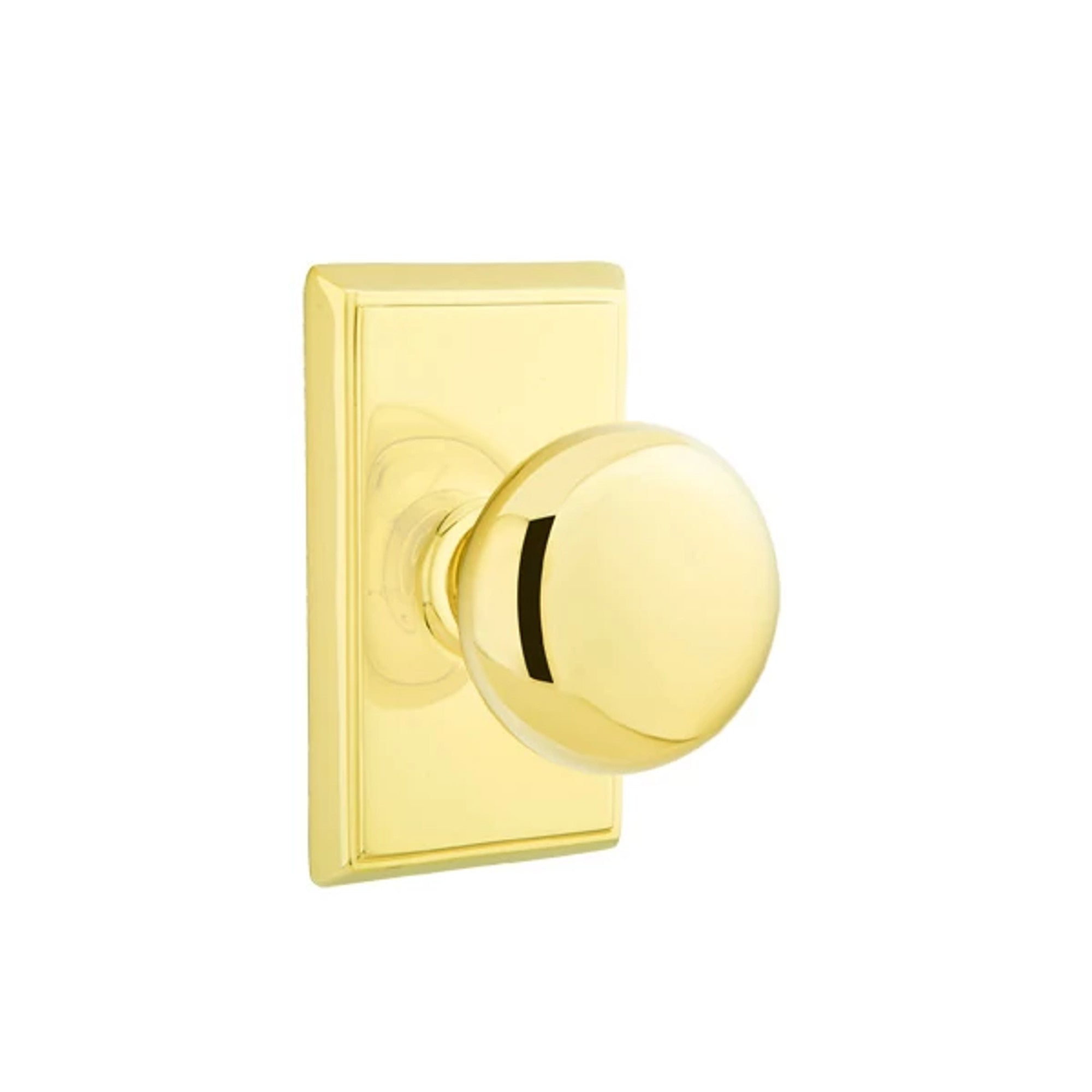 Emtek Providence Knob with Rectangular Rosette in Polished Brass