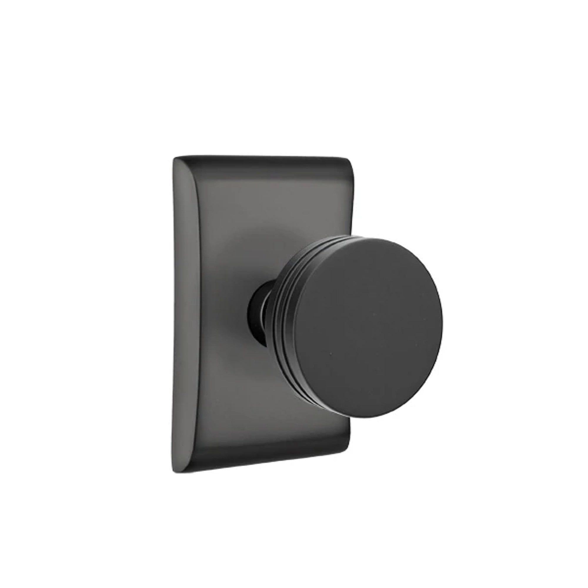 Emtek Bern Knob with Neos Rosette in Flat Black