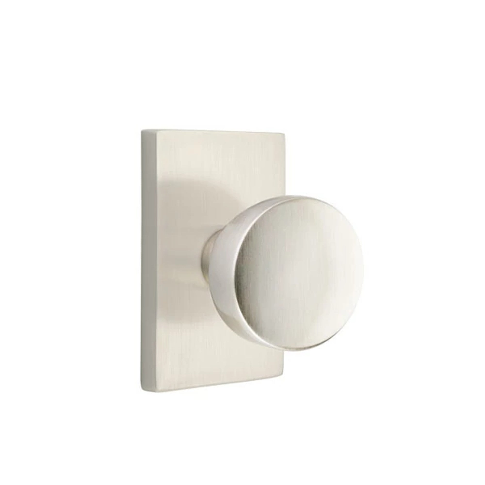 Emtek Laurent Knob with Modern Rectangular Rosette in Satin Nickel