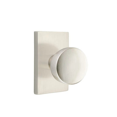 Emtek Laurent Knob with Modern Rectangular Rosette in Satin Nickel