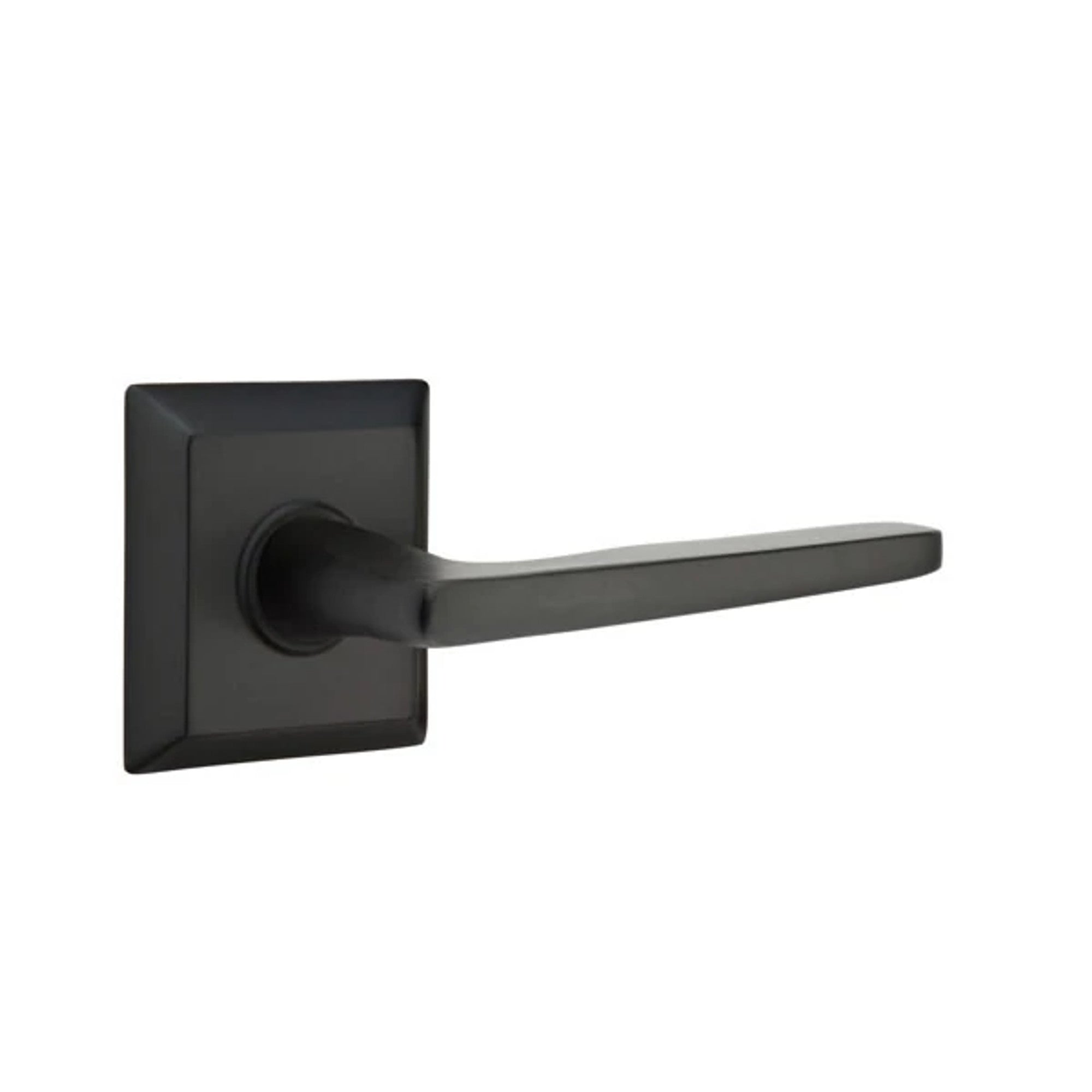 Emtek Hermes Lever with Quincy Rosette in Flat Black