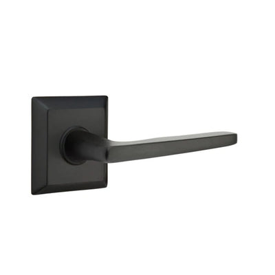Emtek Hermes Lever with Quincy Rosette in Flat Black