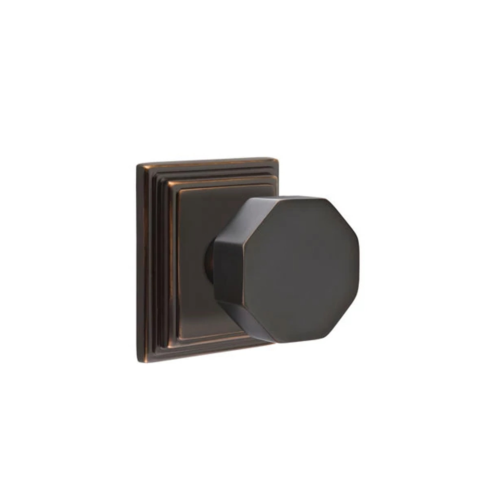 Emtek Octagon Knob with Wilshire Rosette in Oil Rubbed Bronze