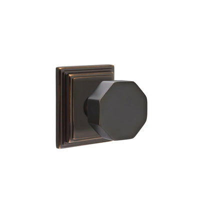 Emtek Octagon Knob with Wilshire Rosette in Oil Rubbed Bronze