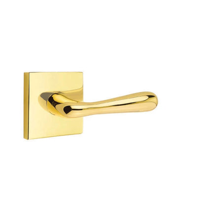 Emtek Basel Lever with Square Rosette in Unlacquered Brass