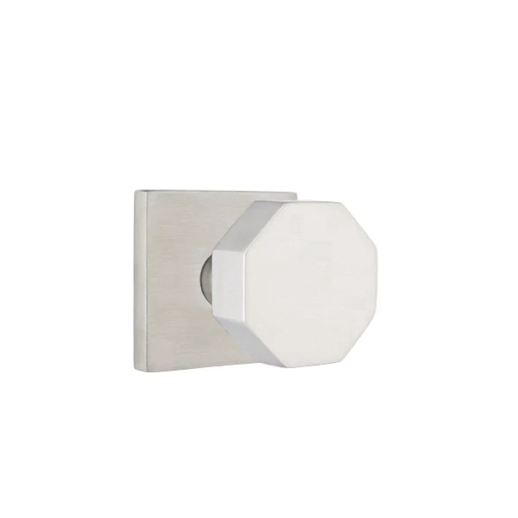 Emtek Octagon Stainless Steel Knob with Square Rosette in Brushed Stainless Steel