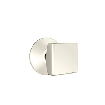 Emtek Square Knob with Modern Rosette in Polished Nickel