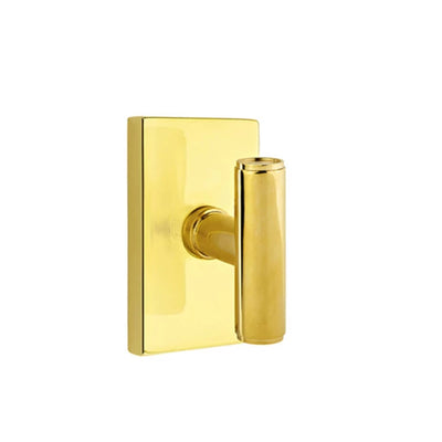 Emtek Ace Knob with Modern Rectangular Rosette in Unlacquered Brass