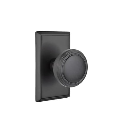 Emtek Norwich Knob with Rectangular Rosette in Flat Black