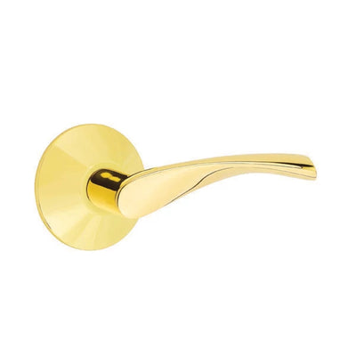 Emtek Triton Lever with Modern Rosette in Unlacquered Brass