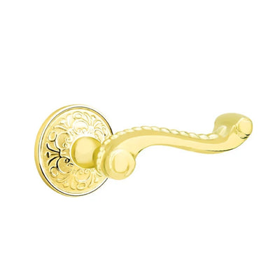 Emtek Rope Lever with Lancaster Rosette in Polished Brass