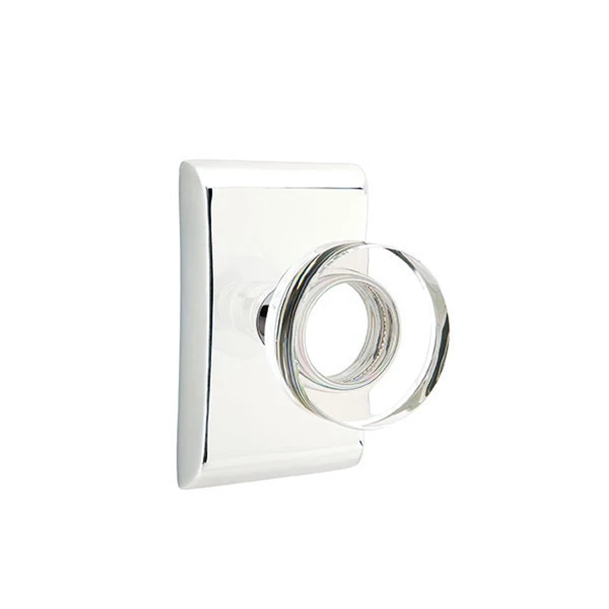 Emtek Modern Disc Glass Knob with Neos Rosette in Polished Chrome