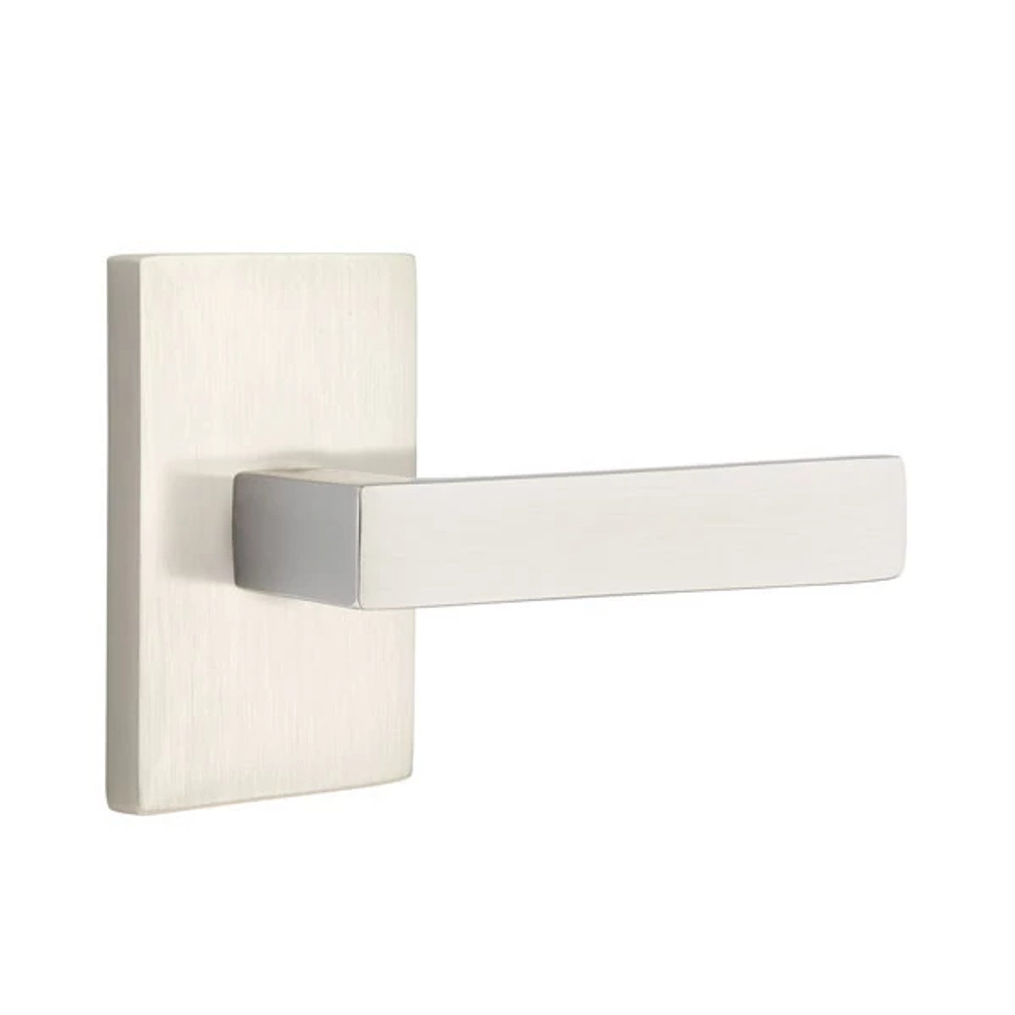 Emtek Dumont Lever with Modern Rectangular Rosette in Satin Nickel