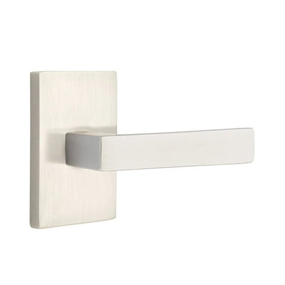 Emtek Dumont Lever with Modern Rectangular Rosette in Satin Nickel