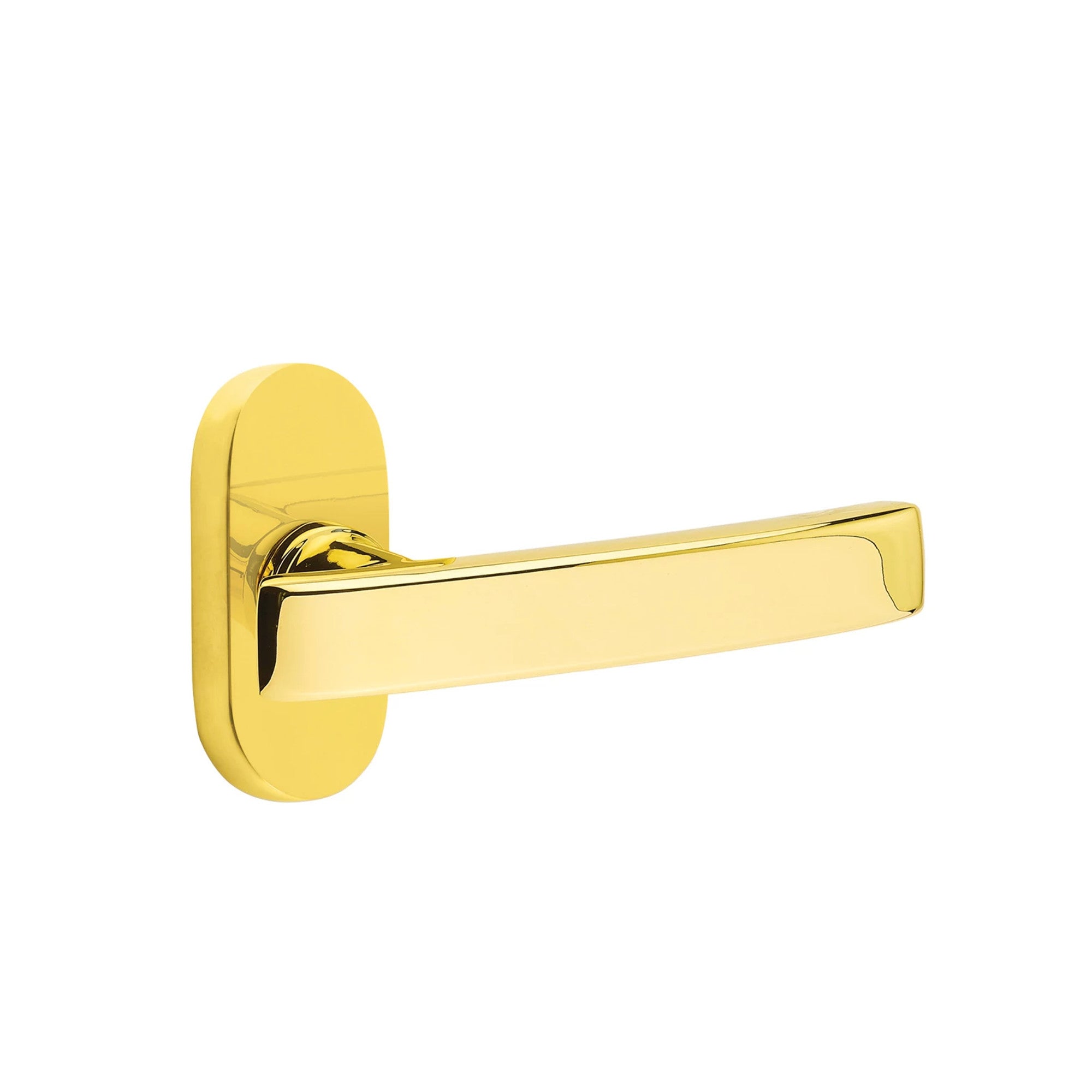 Emtek Geneva Lever with Oval Stretto 1-1/2" x 3" in Unlacquered Brass