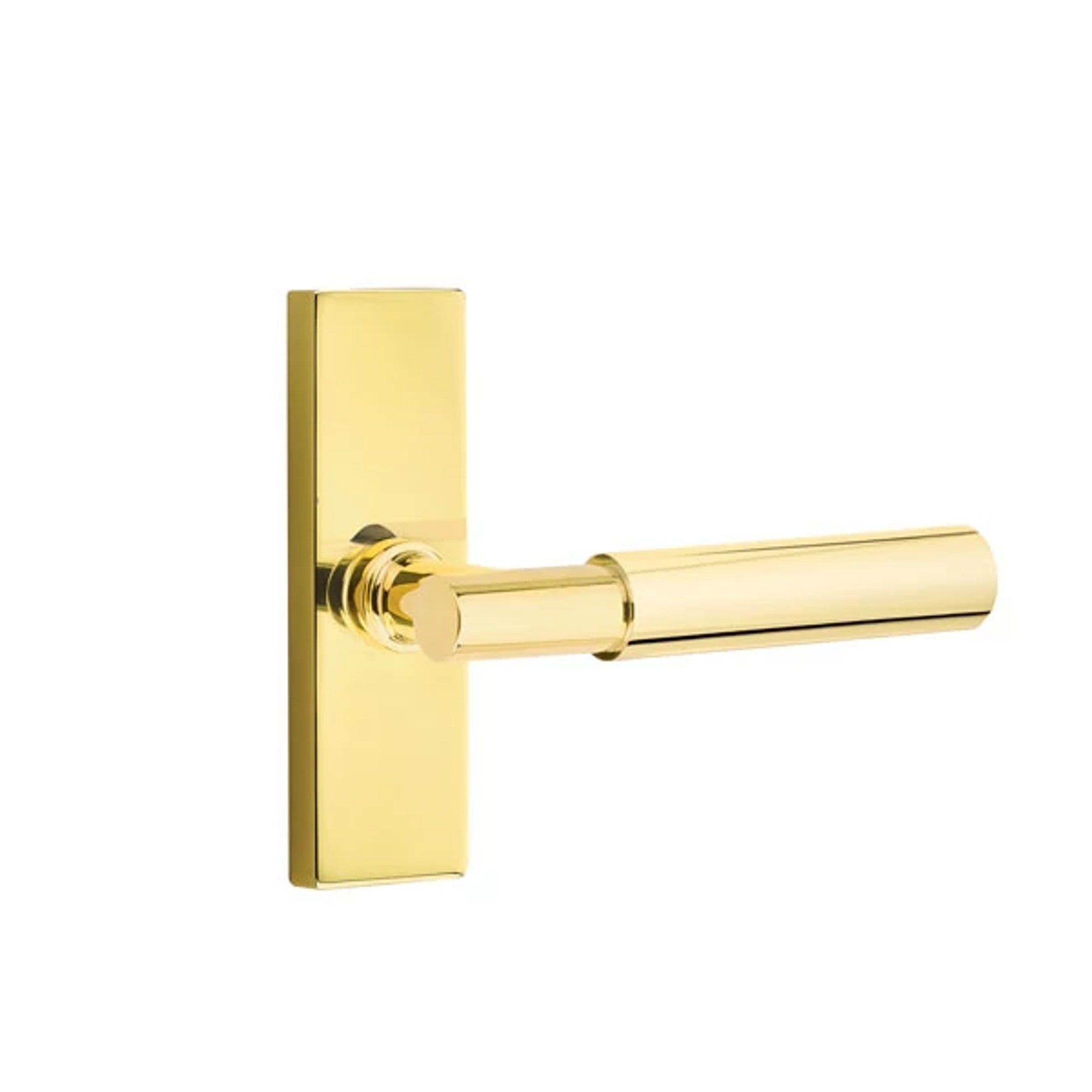 Emtek Myles Lever with Stretto 1-1/2" x 5" in Unlacquered Brass