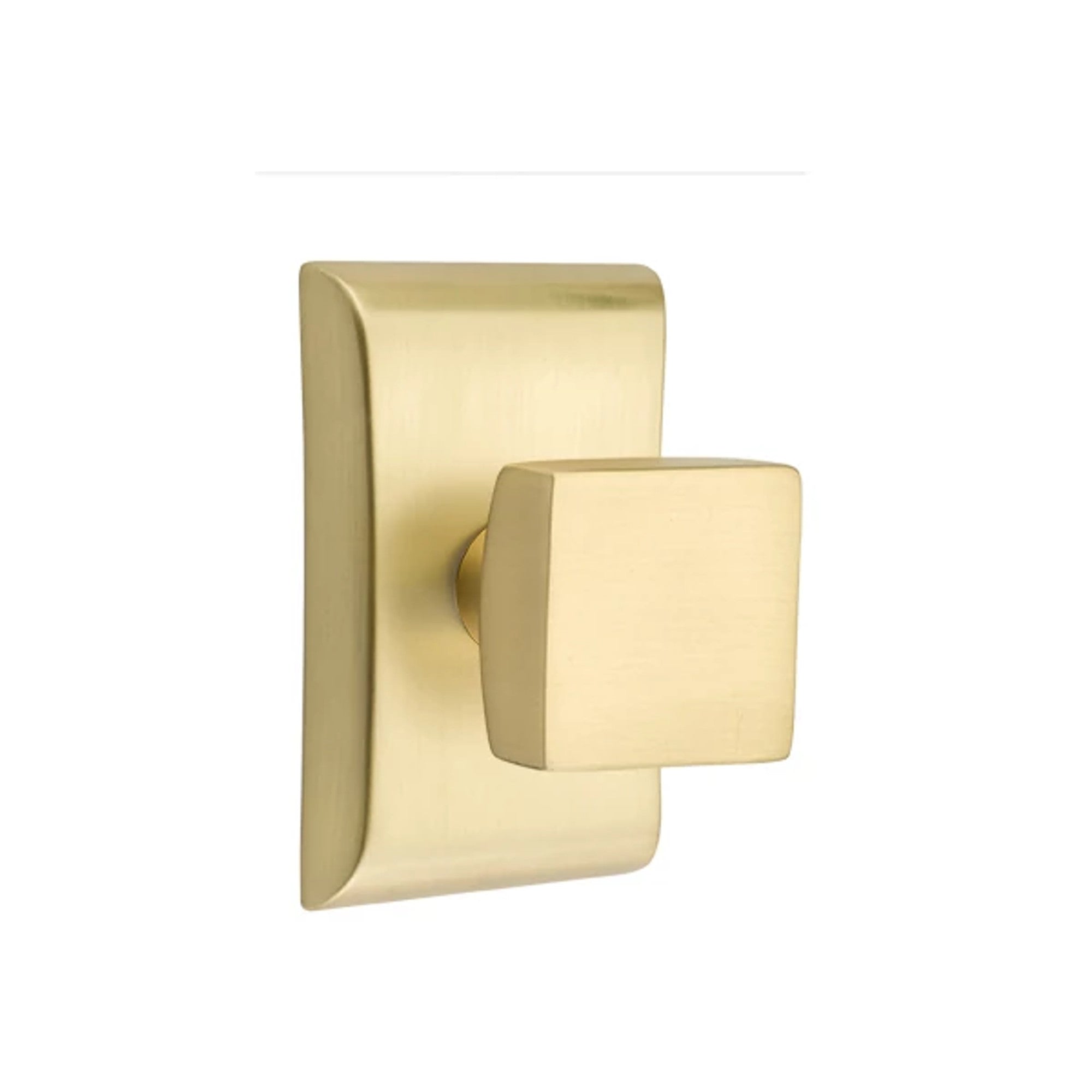 Emtek Square Knob with Neos Rosette in Satin Brass
