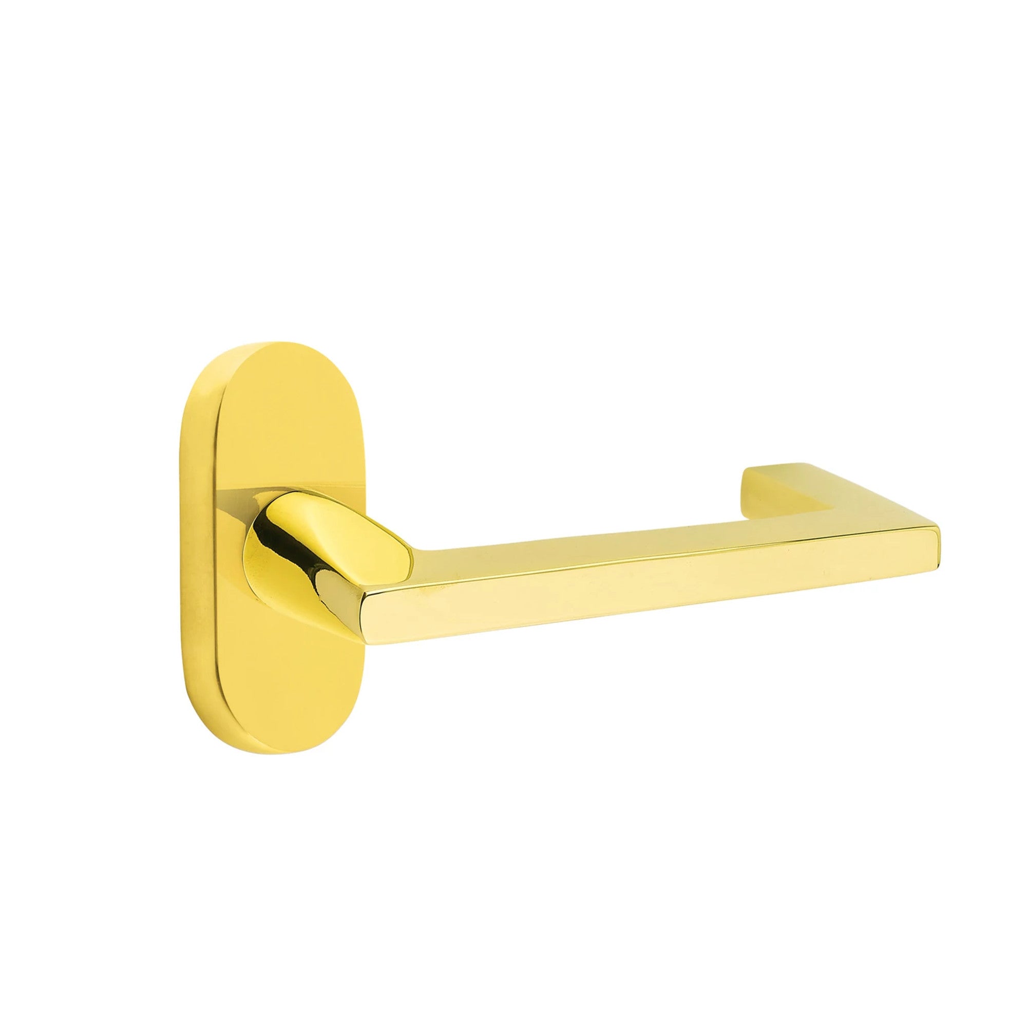 Emtek Argos Lever with Oval Stretto 1-1/2" x 3" in Unlacquered Brass