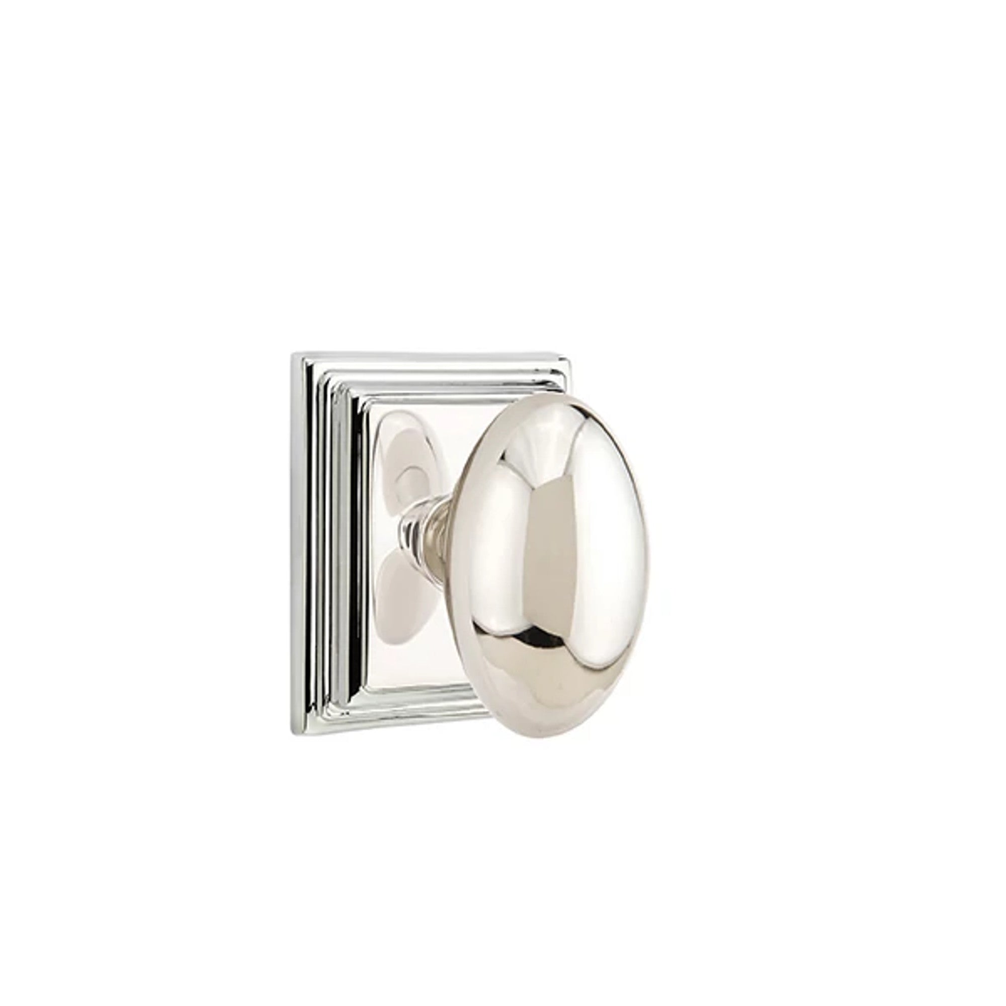 Emtek Egg Knob with Wilshire Rosette in Polished Nickel