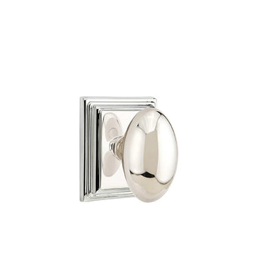 Emtek Egg Knob with Wilshire Rosette in Polished Nickel