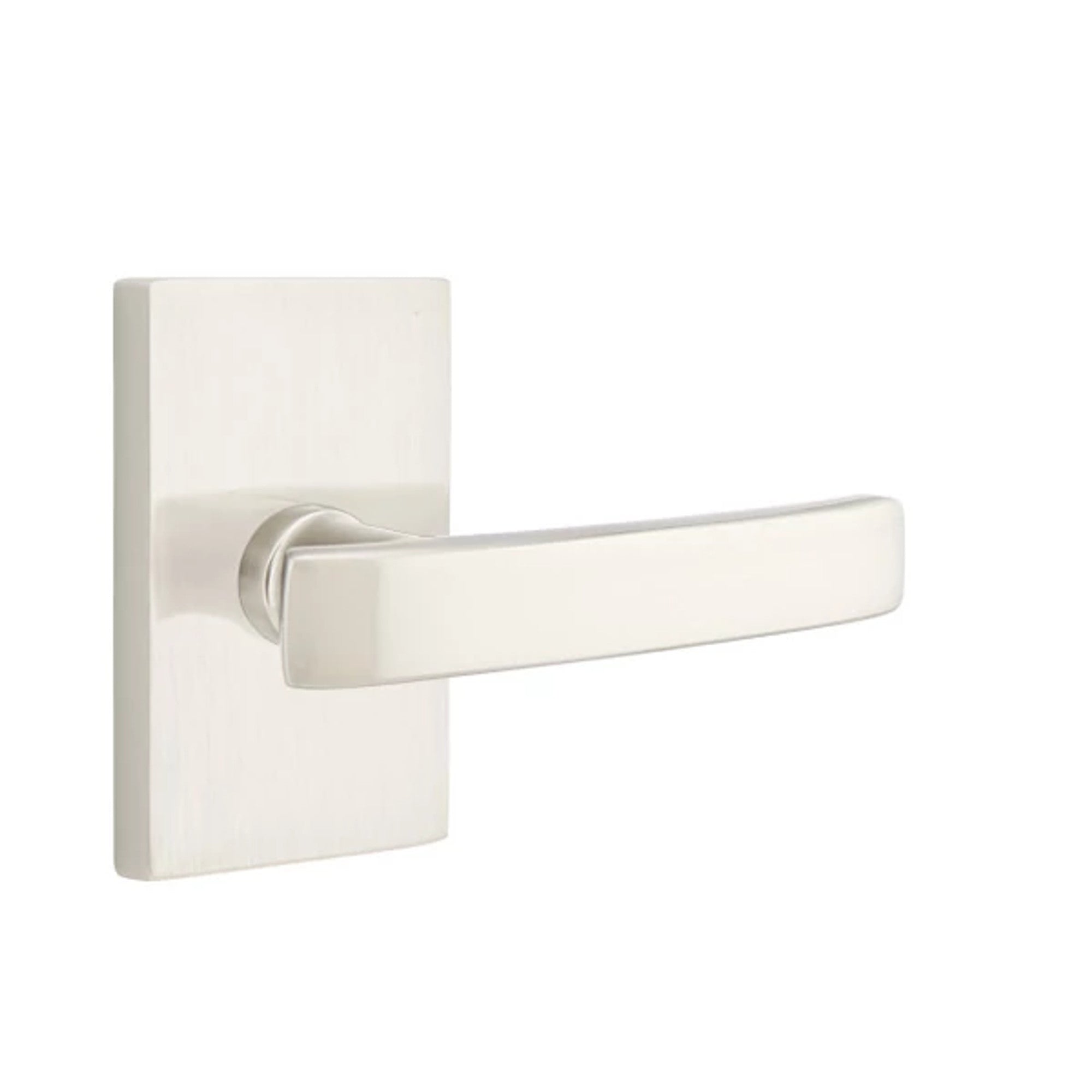 Emtek Geneva Lever with Modern Rectangular Rosette in Satin Nickel