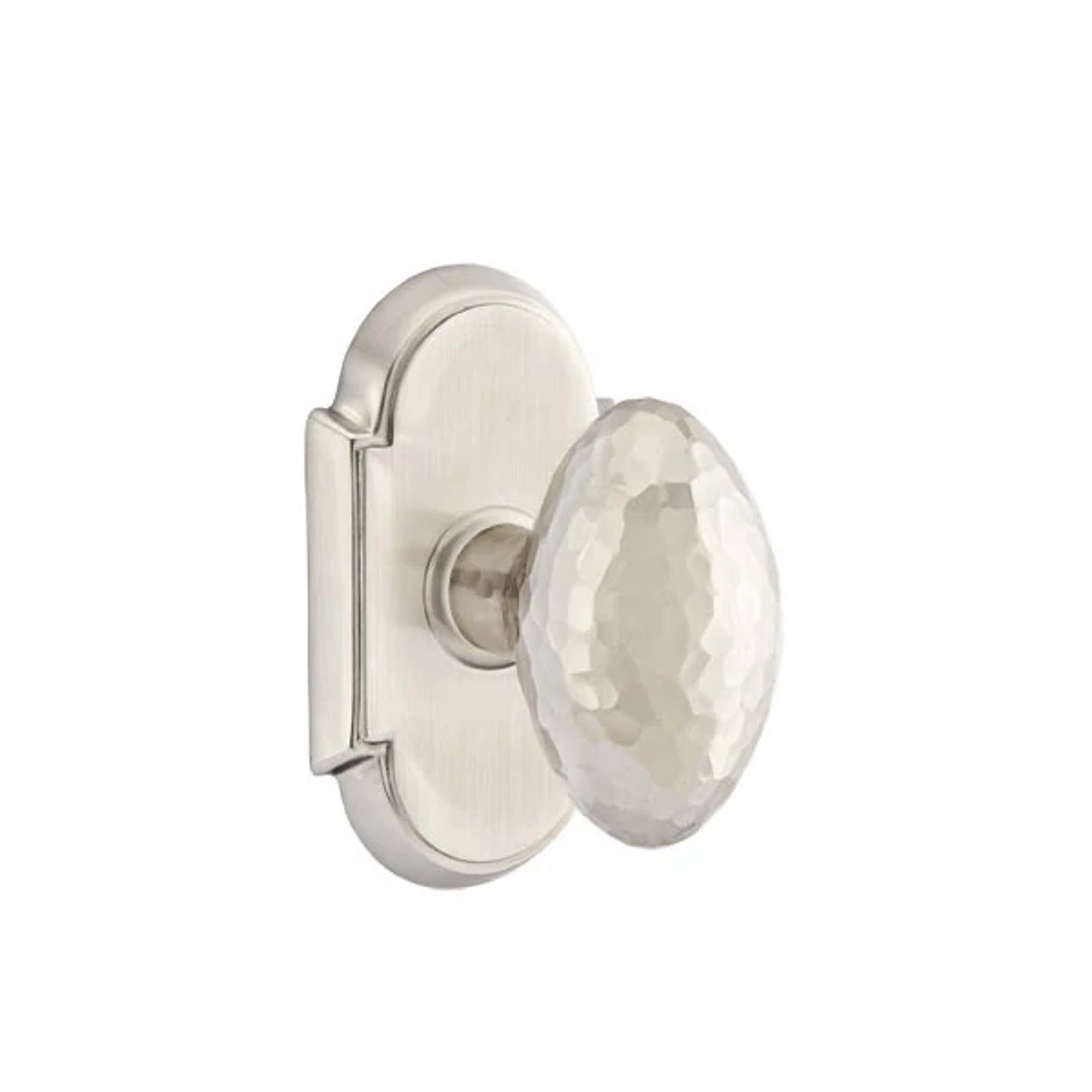 Emtek Hammered Egg Knob with #8 Rosette in Satin Nickel