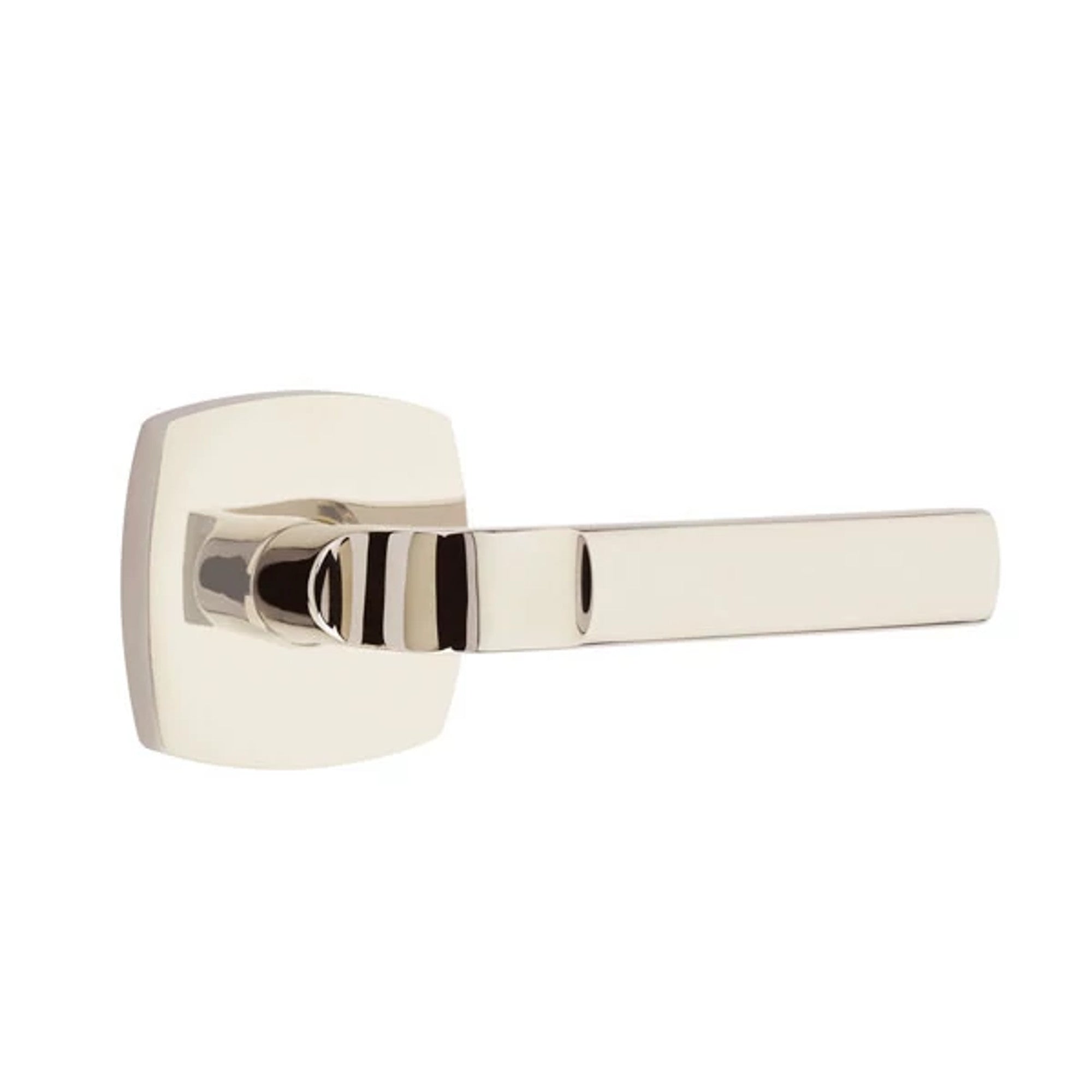 Emtek Aston Lever with Urban Modern Rosette in Polished Nickel