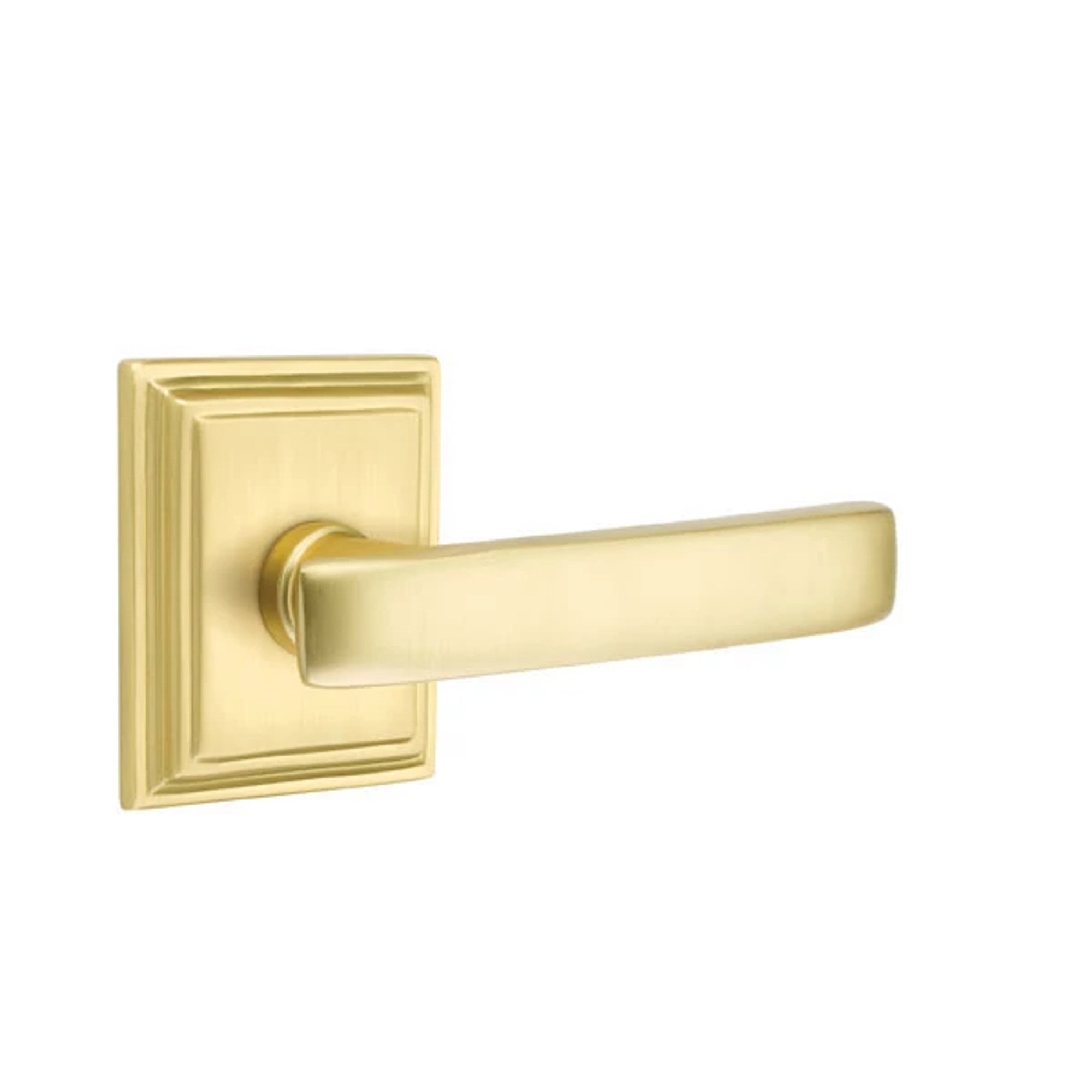 Emtek Geneva Lever with Wilshire Rosette in Satin Brass