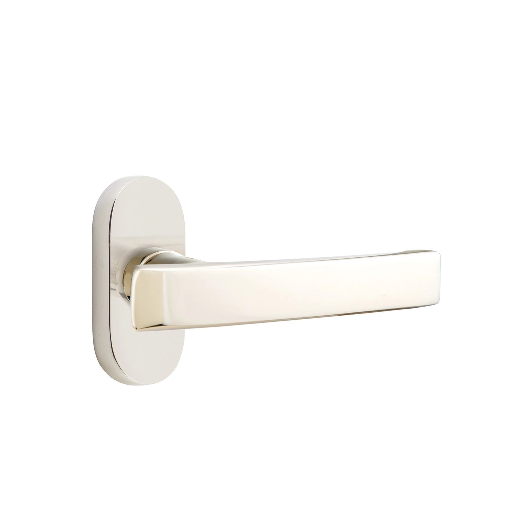 Emtek Geneva Lever with Oval Stretto 1-1/2" x 3" in Polished Nickel