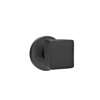 Emtek Square Knob with Disk Rosette in Flat Black