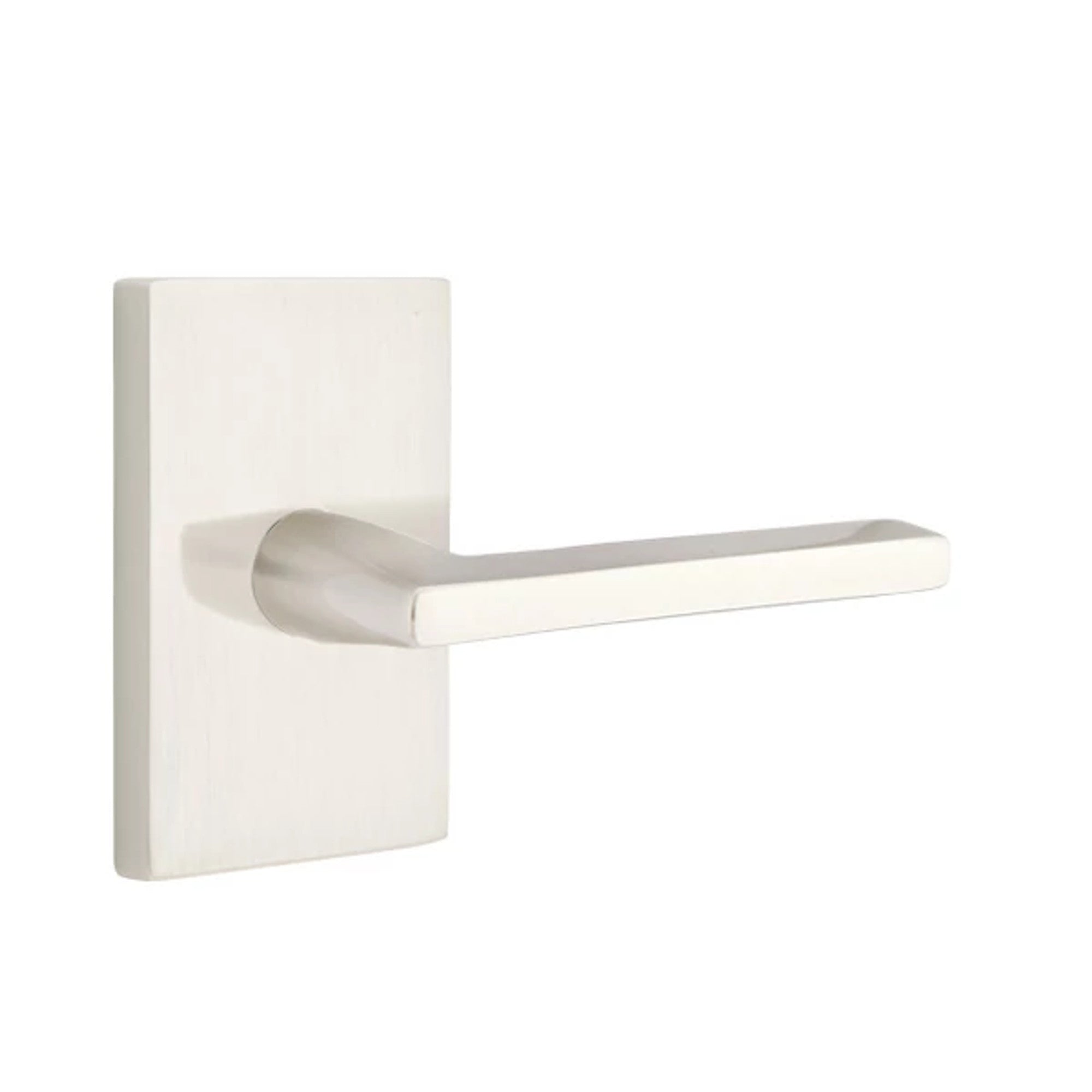 Emtek Helios Lever with Modern Rectangular Rosette in Satin Nickel